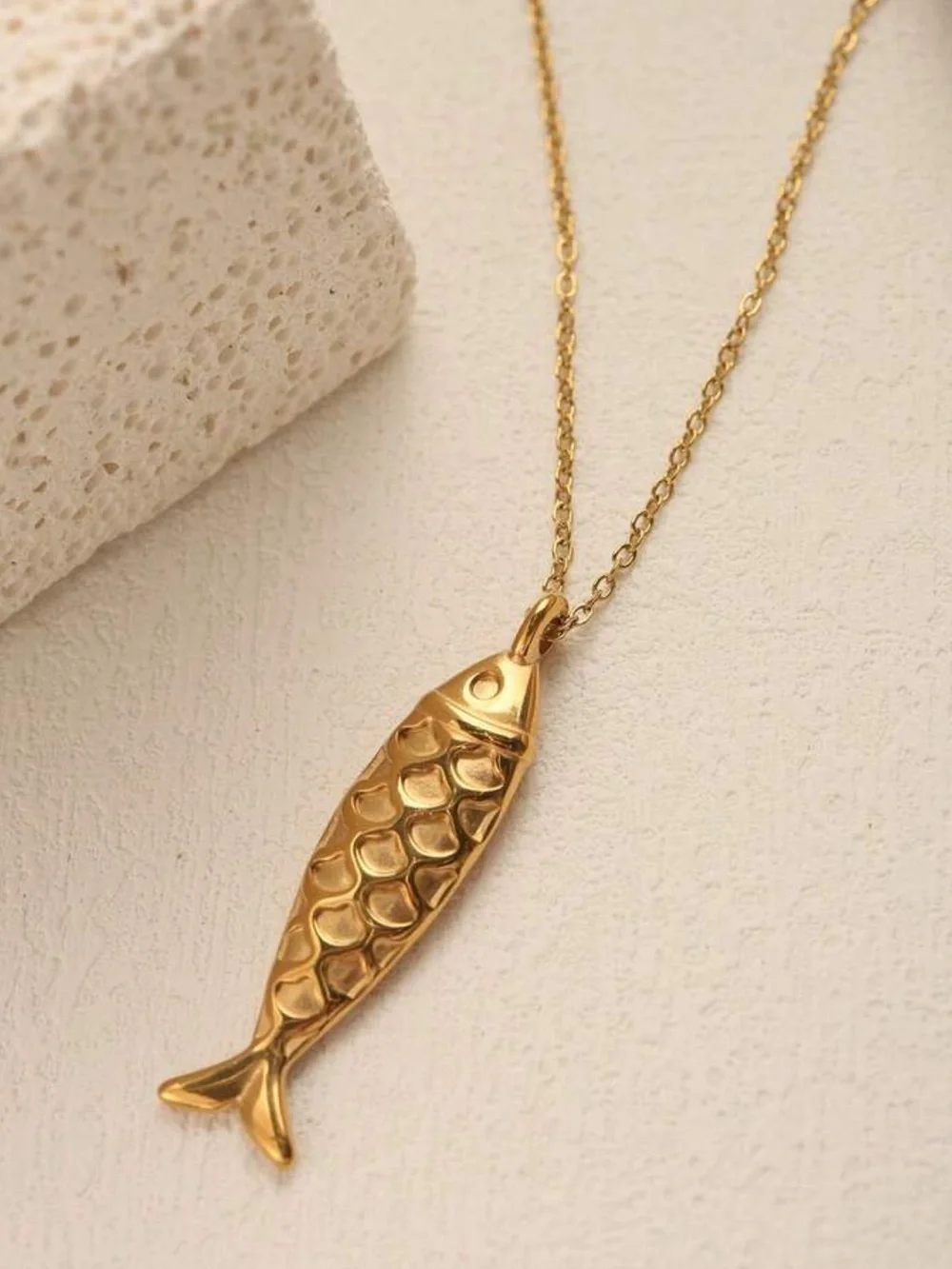 Coastal Gold Fish Pendant Necklace